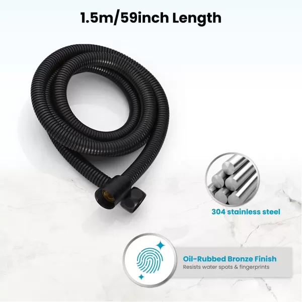 imagegotonovo Shower Hose 59 Inches for Bathroom Extra Long SUS304 Stainless Steel Handheld Shower Head Hose with Brass Insert and Nut Flexible Brushed NickelOil Rubbed Bronze