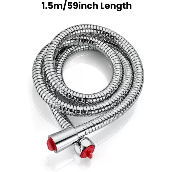 imagegotonovo Shower Hose 59 Inches for Bathroom Extra Long SUS304 Stainless Steel Handheld Shower Head Hose with Brass Insert and Nut Flexible Brushed NickelPolished Chrome