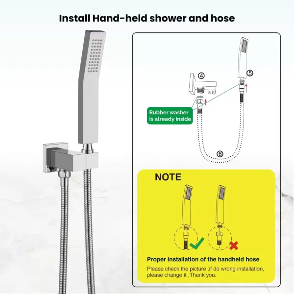 imagegotonovo Shower Hose 59 Inches for Bathroom Extra Long SUS304 Stainless Steel Handheld Shower Head Hose with Brass Insert and Nut Flexible Brushed NickelPolished Chrome