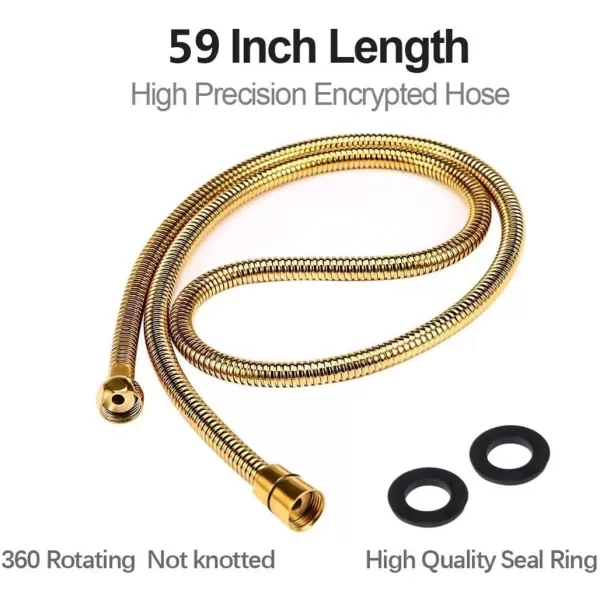 imagegotonovo Shower Hose 59 Inches for Bathroom Extra Long SUS304 Stainless Steel Handheld Shower Head Hose with Brass Insert and Nut Flexible Brushed NickelClawfoot Tub Adapter