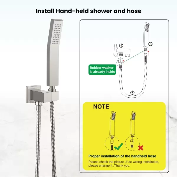 imagegotonovo Shower Hose 59 Inches for Bathroom Extra Long SUS304 Stainless Steel Handheld Shower Head Hose with Brass Insert and Nut Flexible Brushed NickelBrushed Nickel