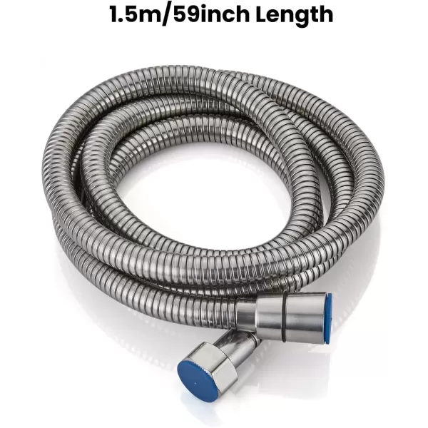 imagegotonovo Shower Hose 59 Inches for Bathroom Extra Long SUS304 Stainless Steel Handheld Shower Head Hose with Brass Insert and Nut Flexible Brushed NickelBrushed Nickel