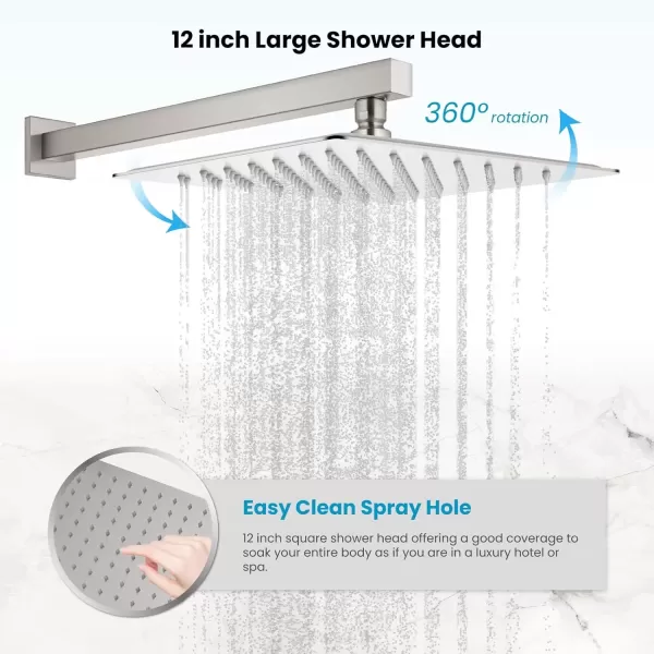 imagegotonovo Shower System with Tub SpoutWaterfall Tub Shower Faucet Set for Bathroom with 10 inch Rain Shower Head and Handheld Spray Wall Mounted Roughin Valve and Trim Included Matte BlackBrushed Nickel