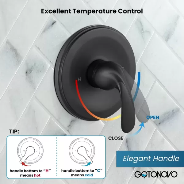 imagegotonovo Shower Valve and Trim Kit 2 in 1 Shower Head and Handle Set System Bathroom Shower Faucet Set 3 Modes Various Combinations High Pressure with Roughin Valve Brushed NickelMatte Black