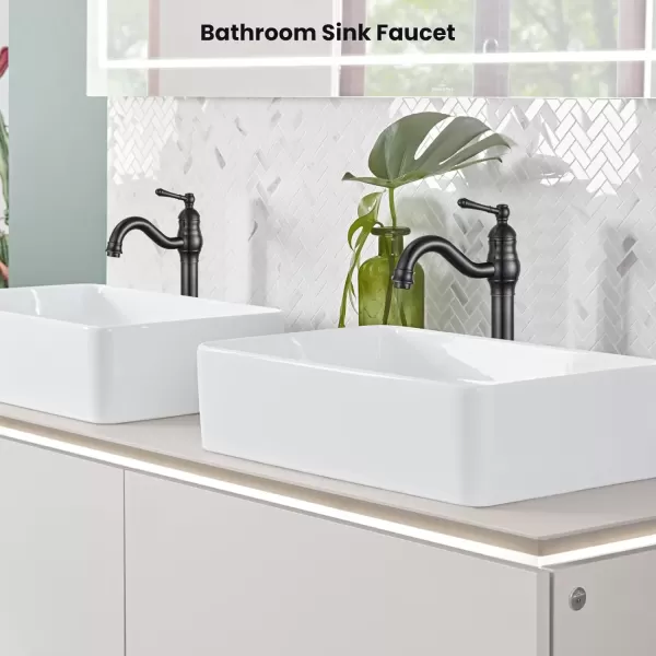 imagegotonovo Single Handle Vessel Sink Faucet 360 Swivel Bathroom Faucet One Hole Farmhouse Lavatory Vanity Faucet Bowl Sink Mixer Tap with Pop Up Drain Oil Rubbed BronzeOil Rubbed Bronze