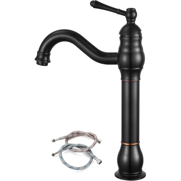 imagegotonovo Single Handle Vessel Sink Faucet 360 Swivel Bathroom Faucet One Hole Farmhouse Lavatory Vanity Faucet Bowl Sink Mixer Tap with Pop Up Drain Oil Rubbed BronzeOil Rubbed Bronze
