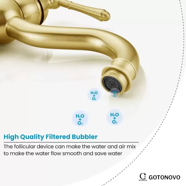 imagegotonovo Single Handle Vessel Sink Faucet 360 Swivel Bathroom Faucet One Hole Farmhouse Lavatory Vanity Faucet Bowl Sink Mixer Tap with Pop Up Drain Oil Rubbed BronzeBrushed Gold