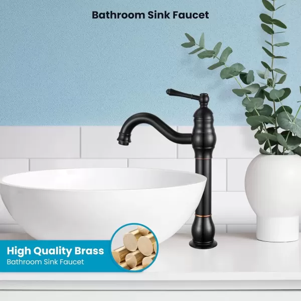 imagegotonovo Single Handle Vessel Sink Faucet 360 Swivel Bathroom Faucet One Hole Farmhouse Lavatory Vanity Faucet Bowl Sink Mixer Tap with Pop Up Drain Oil Rubbed BronzeOil Rubbed Bronze