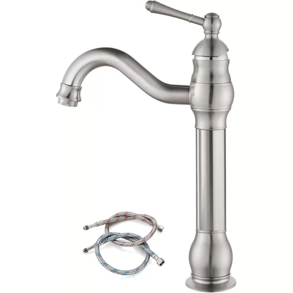 imagegotonovo Single Handle Vessel Sink Faucet 360 Swivel Bathroom Faucet One Hole Farmhouse Lavatory Vanity Faucet Bowl Sink Mixer Tap with Pop Up Drain Oil Rubbed BronzeBrushed Nickel