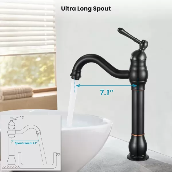 imagegotonovo Single Handle Vessel Sink Faucet 360 Swivel Bathroom Faucet One Hole Farmhouse Lavatory Vanity Faucet Bowl Sink Mixer Tap with Pop Up Drain Oil Rubbed BronzeOil Rubbed Bronze