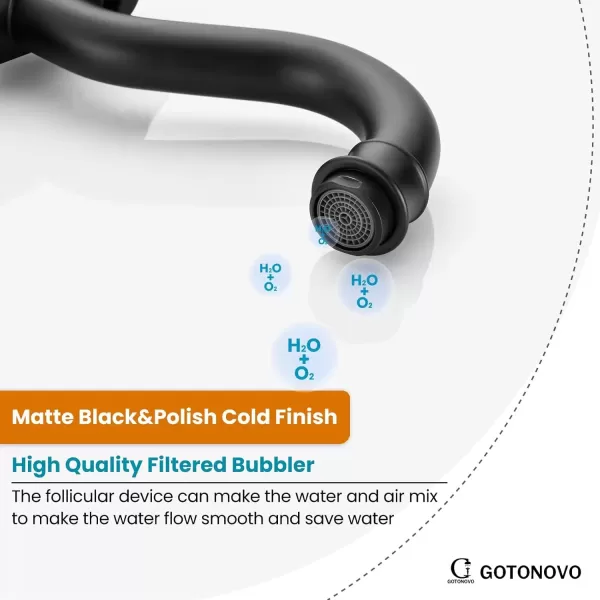 imagegotonovo Single Handle Vessel Sink Faucet 360 Swivel Bathroom Faucet One Hole Farmhouse Lavatory Vanity Faucet Bowl Sink Mixer Tap with Pop Up Drain Oil Rubbed BronzeMatte Black and Polish Gold