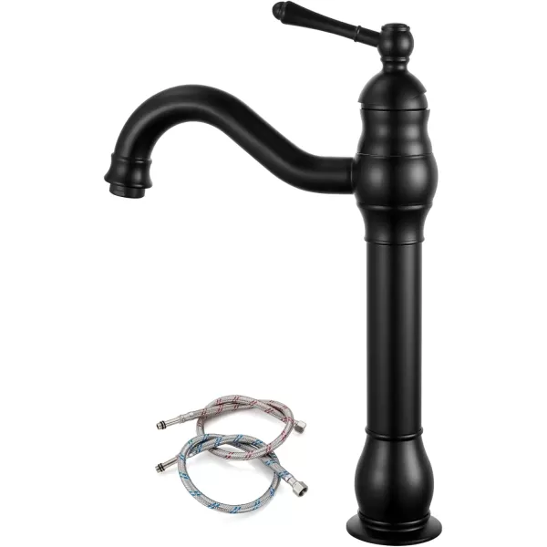 imagegotonovo Single Handle Vessel Sink Faucet 360 Swivel Bathroom Faucet One Hole Farmhouse Lavatory Vanity Faucet Bowl Sink Mixer Tap with Pop Up Drain Oil Rubbed BronzeMatte Black
