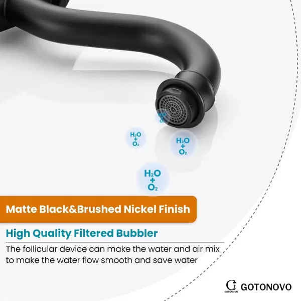 imagegotonovo Single Handle Vessel Sink Faucet 360 Swivel Bathroom Faucet One Hole Farmhouse Lavatory Vanity Faucet Bowl Sink Mixer Tap with Pop Up Drain Oil Rubbed BronzeMatte Black and Brushed Nickel