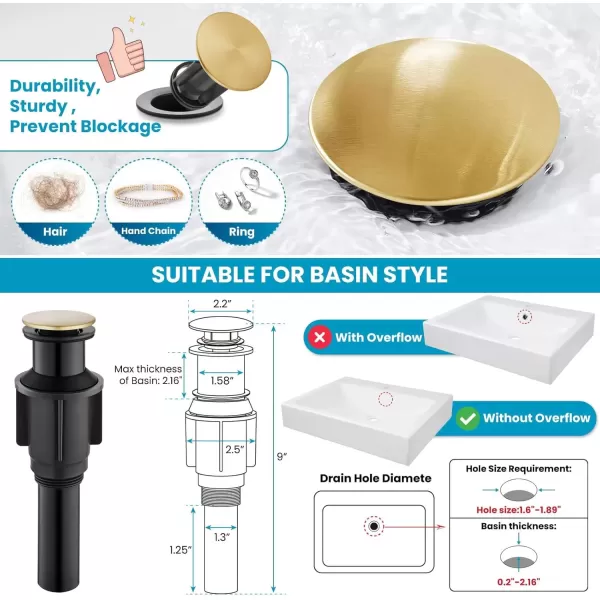 imagegotonovo Single Handle Vessel Sink Faucet 360 Swivel Bathroom Faucet One Hole Farmhouse Lavatory Vanity Faucet Bowl Sink Mixer Tap with Pop Up Drain Oil Rubbed BronzeAntique Brass
