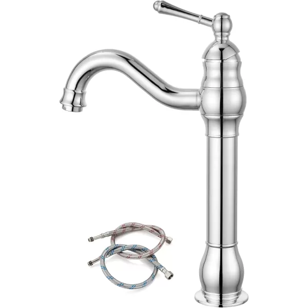 imagegotonovo Single Handle Vessel Sink Faucet 360 Swivel Bathroom Faucet One Hole Farmhouse Lavatory Vanity Faucet Bowl Sink Mixer Tap with Pop Up Drain Oil Rubbed BronzePolish Chrome