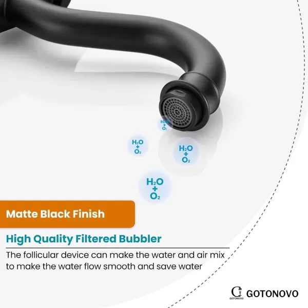 imagegotonovo Single Handle Vessel Sink Faucet 360 Swivel Bathroom Faucet One Hole Farmhouse Lavatory Vanity Faucet Bowl Sink Mixer Tap with Pop Up Drain Oil Rubbed BronzeMatte Black