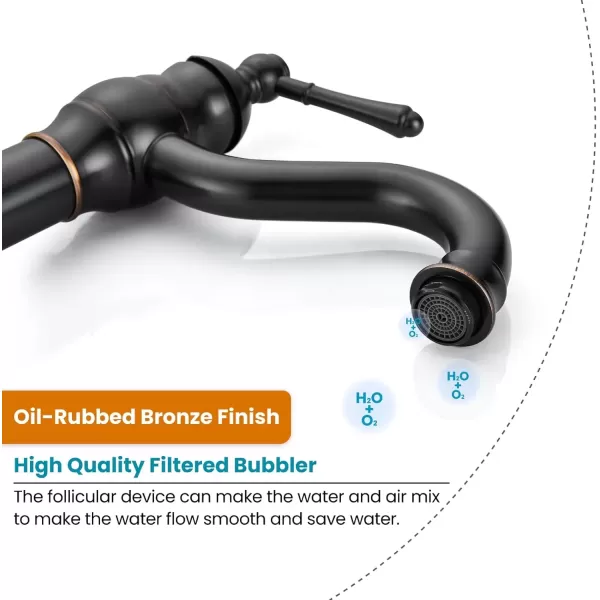 imagegotonovo Single Handle Vessel Sink Faucet 360 Swivel Bathroom Faucet One Hole Farmhouse Lavatory Vanity Faucet Bowl Sink Mixer Tap with Pop Up Drain Oil Rubbed BronzeOil Rubbed Bronze