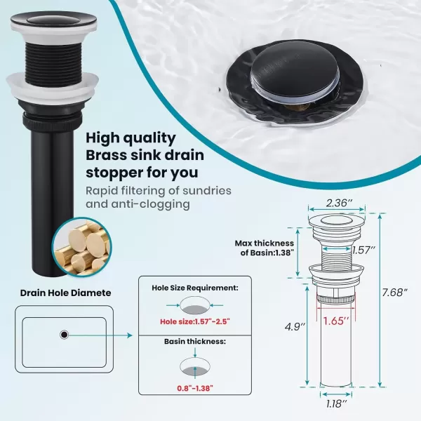 imagegotonovo Single Handle Vessel Sink Faucet 360 Swivel Bathroom Faucet One Hole Farmhouse Lavatory Vanity Faucet Bowl Sink Mixer Tap with Pop Up Drain Oil Rubbed BronzeMatte Black and Polish Chrome