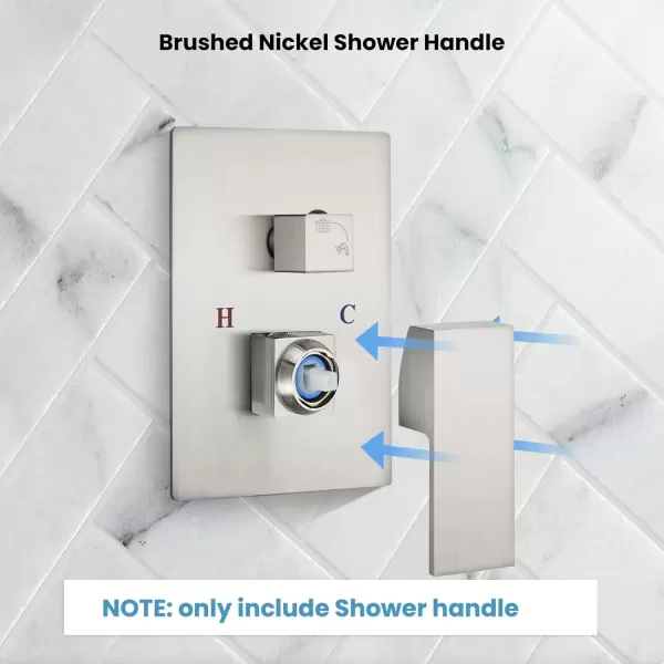 imagegotonovo Single Matte Black Shower Flat Lever Handle Replacement LavatoryBathtubBathroom Shower Faucet Part Accessory Single Shower HandleBrushed Nickel