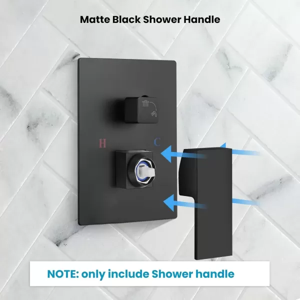 imagegotonovo Single Matte Black Shower Flat Lever Handle Replacement LavatoryBathtubBathroom Shower Faucet Part Accessory Single Shower HandleMatte Black