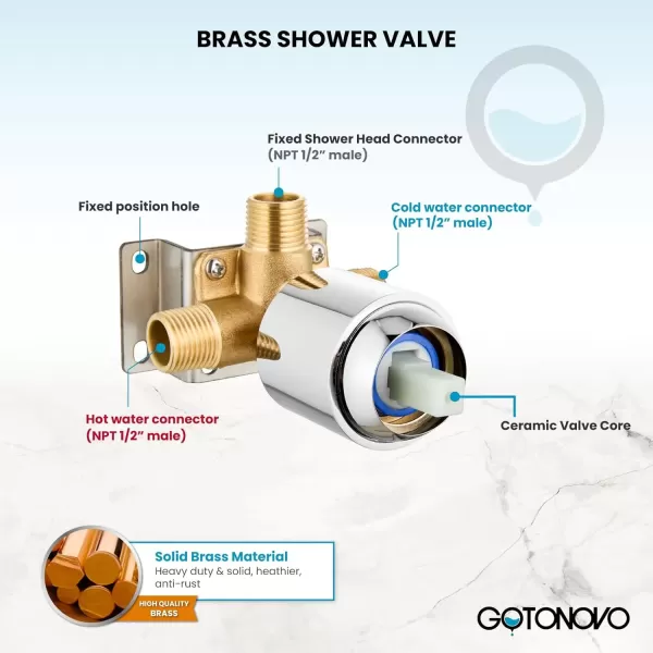 imagegotonovo SingleHandle Shower Faucet Set Shower Kit with Valve Shower Head and Handle Set Shower Trim Kit with 6 Modes ABS Handheld Shower Fixtures Shower Valve and Trim Kit Matte BlackPolished Chrome