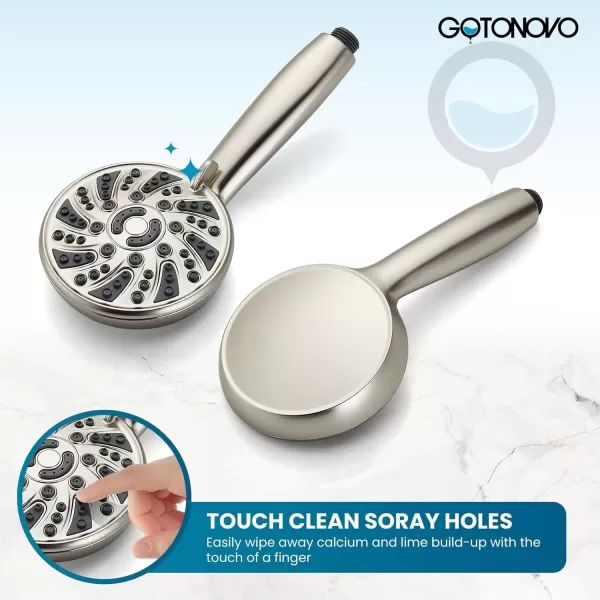 imagegotonovo SingleHandle Shower Faucet Set Shower Kit with Valve Shower Head and Handle Set Shower Trim Kit with 6 Modes ABS Handheld Shower Fixtures Shower Valve and Trim Kit Matte BlackBrushed Nickel