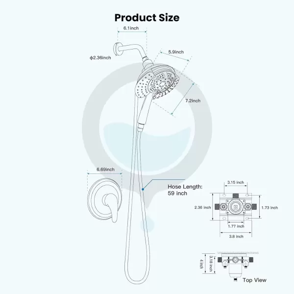 imagegotonovo SingleHandle Shower Faucet Set Shower Trim Kit with 9Spray 2in1 Dual Hand Held Shower Head with Hose Wall Mounted Pressure Balancing Mixer Valve with Tub Spout Polished ChromePolished Chrome