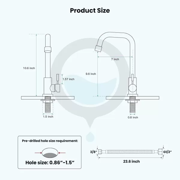 imagegotonovo Stainless Steel Cold Water Kitchen Sink Faucet Brushed Nickel Bathroom Single Handle Bar Faucet Faucet Single Temperature Water Only Silver RotatableStraight