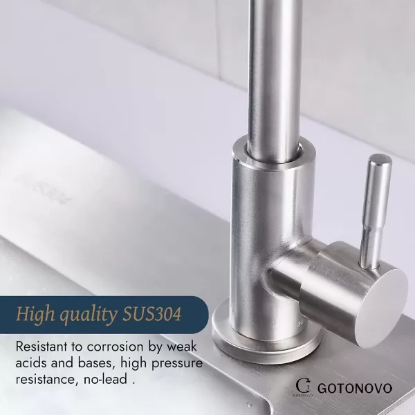 imagegotonovo Stainless Steel Cold Water Kitchen Sink Faucet Brushed Nickel Bathroom Single Handle Bar Faucet Faucet Single Temperature Water Only Silver RotatableElbow