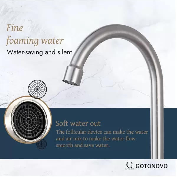 imagegotonovo Stainless Steel Cold Water Kitchen Sink Faucet Brushed Nickel Bathroom Single Handle Bar Faucet Faucet Single Temperature Water Only Silver RotatableElbow
