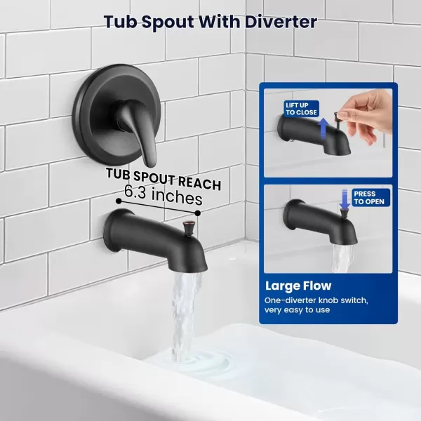 imagegotonovo Tub Shower Faucet Set Bathroom Shower Head Kit High Pressure Shower Faucet 6 Modes ABS Handheld Spray Valve and Shower Trim Kit Shower Head and Handle Set Brushed NickelOil Rubbed Bronze