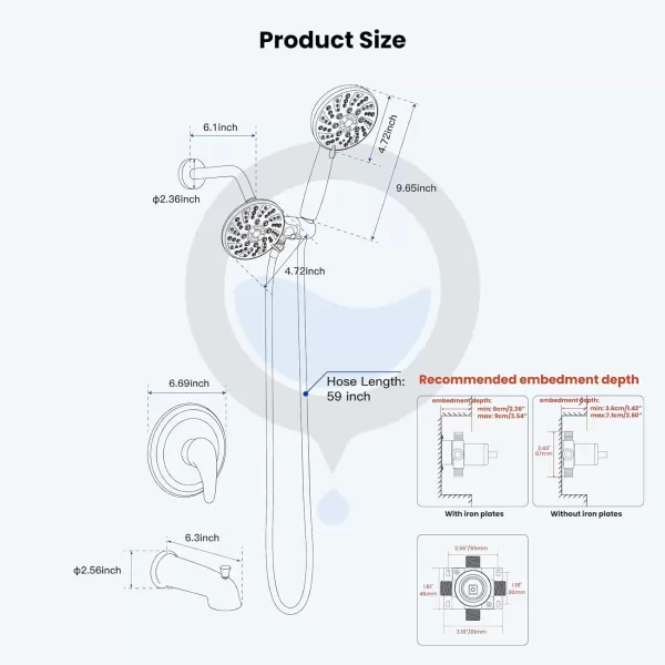 imagegotonovo Tub Shower Faucet Set Bathroom Shower Head Kit High Pressure Shower Faucet 6 Modes ABS Handheld Spray Valve and Shower Trim Kit Shower Head and Handle Set Brushed NickelOil Rubbed Bronze