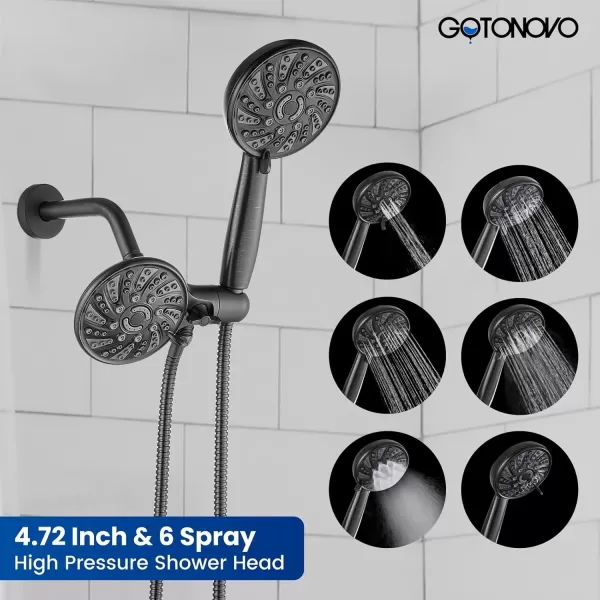 imagegotonovo Tub Shower Faucet Set Bathroom Shower Head Kit High Pressure Shower Faucet 6 Modes ABS Handheld Spray Valve and Shower Trim Kit Shower Head and Handle Set Brushed NickelOil Rubbed Bronze