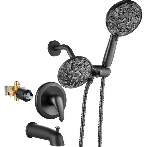 imagegotonovo Tub Shower Faucet Set Bathroom Shower Head Kit High Pressure Shower Faucet 6 Modes ABS Handheld Spray Valve and Shower Trim Kit Shower Head and Handle Set Brushed NickelOil Rubbed Bronze