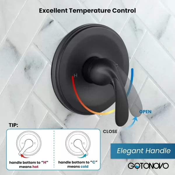 imagegotonovo Tub Shower Faucet Set2 in 1 Dual Shower Head and Handle Set with Tub Spout Wall Mount Bathroom Shower Trim Kit with 3way Water Diverter Valve Included Various Modes Matte BlackMatte Black