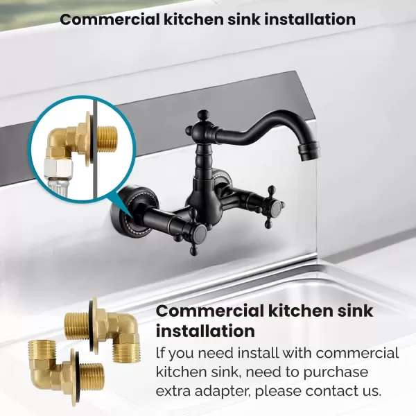 imagegotonovo Wall Mount 6 Inch Center Kitchen ampamp Bathroom Faucet Double Cross Knobs Handle Vintage Mixer Tap 55 Inch Spout Reach Utility Faucet Brushed NickelOil Rubbed Bronze
