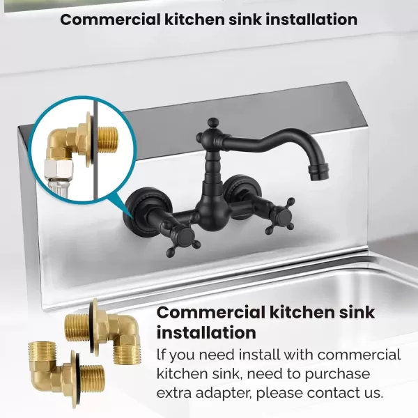 imagegotonovo Wall Mount 6 Inch Center Kitchen ampamp Bathroom Faucet Double Cross Knobs Handle Vintage Mixer Tap 55 Inch Spout Reach Utility Faucet Brushed NickelMatte Black