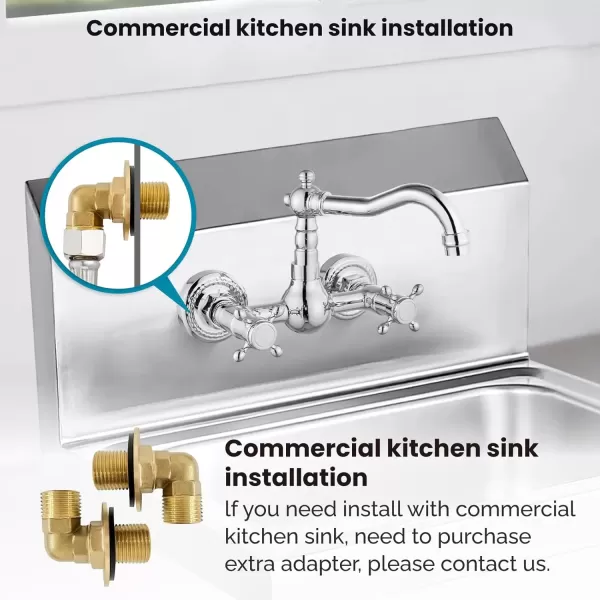imagegotonovo Wall Mount 6 Inch Center Kitchen ampamp Bathroom Faucet Double Cross Knobs Handle Vintage Mixer Tap 55 Inch Spout Reach Utility Faucet Brushed NickelPolished Chrome