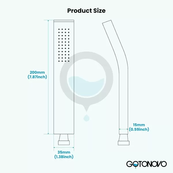 imagegotonovo Wall Mount High Pressure Brushed Nickel Square Hand Held Shower with Wall Connector and Solid Brass Hose SetChrome Polished