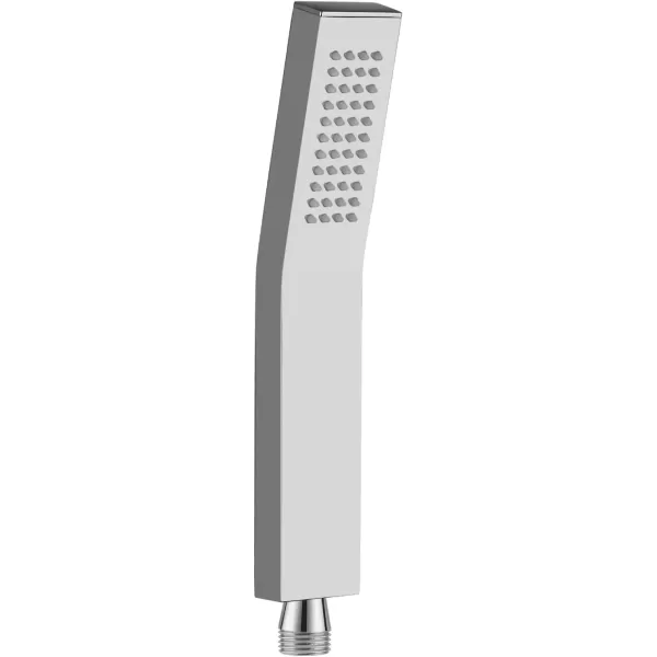 imagegotonovo Wall Mount High Pressure Brushed Nickel Square Hand Held Shower with Wall Connector and Solid Brass Hose SetChrome Polished