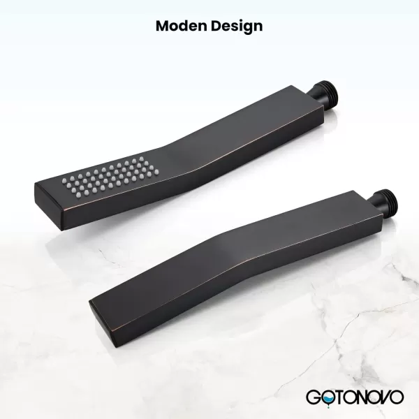 imagegotonovo Wall Mount High Pressure Brushed Nickel Square Hand Held Shower with Wall Connector and Solid Brass Hose SetOil Rubbed Bronze