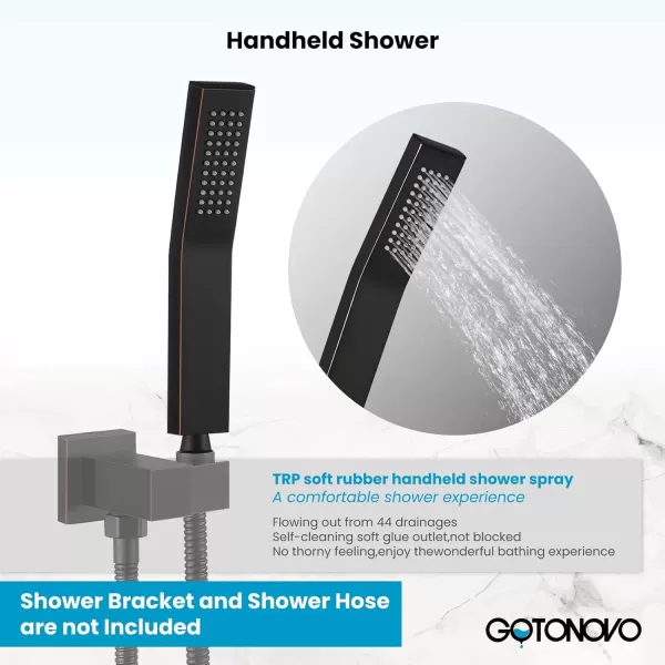 imagegotonovo Wall Mount High Pressure Brushed Nickel Square Hand Held Shower with Wall Connector and Solid Brass Hose SetOil Rubbed Bronze