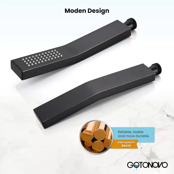 imagegotonovo Wall Mount High Pressure Brushed Nickel Square Hand Held Shower with Wall Connector and Solid Brass Hose SetOil Rubbed Bronze