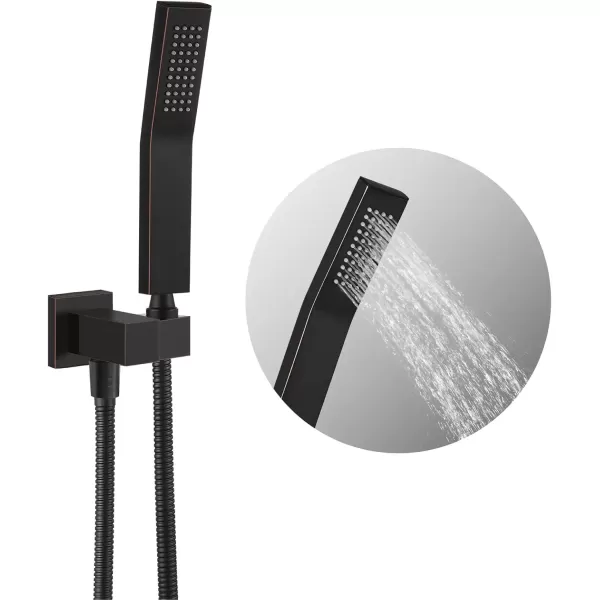 imagegotonovo Wall Mount High Pressure Brushed Nickel Square Hand Held Shower with Wall Connector and Solid Brass Hose SetOil Rubbed Bronze