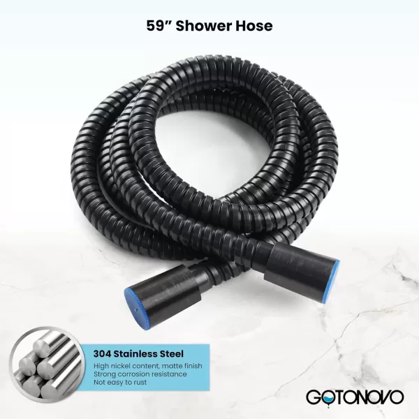imagegotonovo Wall Mount High Pressure Brushed Nickel Square Hand Held Shower with Wall Connector and Solid Brass Hose SetOil Rubbed Bronze