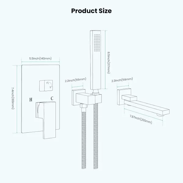 imagegotonovo Wall Mounted Bathtub Faucet with Hand Held Sprayer and Swivel Tub Filler Dual Functions Single Handle Bathroom Shower System Mixer for Tub RoughIn Valve Included Matte BlackMatte Black