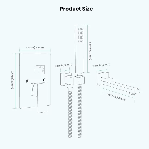 imagegotonovo Wall Mounted Bathtub Faucet with Hand Held Sprayer and Swivel Tub Filler Dual Functions Single Handle Bathroom Shower System Mixer for Tub RoughIn Valve Included Matte BlackOil Rubbed Bronze