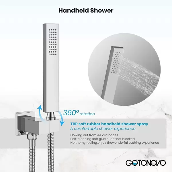 imagegotonovo Wall Mounted Bathtub Faucet with Hand Held Sprayer and Swivel Tub Filler Dual Functions Single Handle Bathroom Shower System Mixer for Tub RoughIn Valve Included Matte BlackPolished Chrome