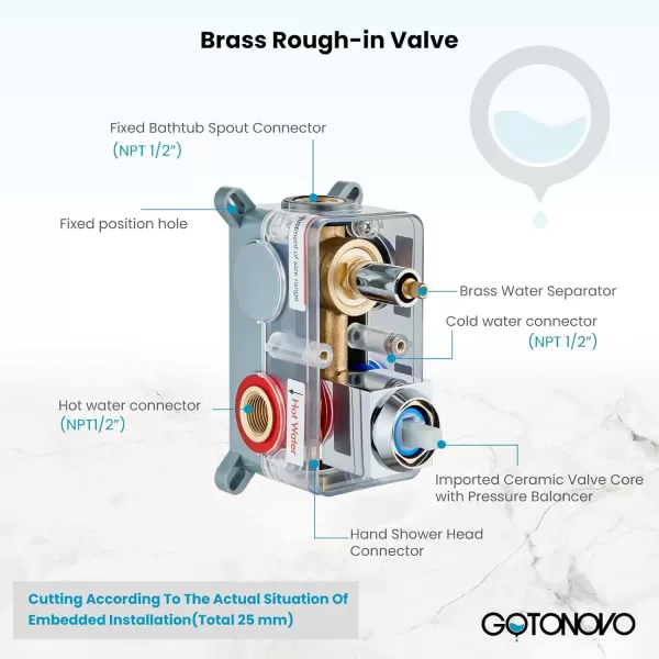 imagegotonovo Wall Mounted Bathtub Faucet with Hand Held Sprayer and Swivel Tub Filler Dual Functions Single Handle Bathroom Shower System Mixer for Tub RoughIn Valve Included Matte BlackPolished Chrome