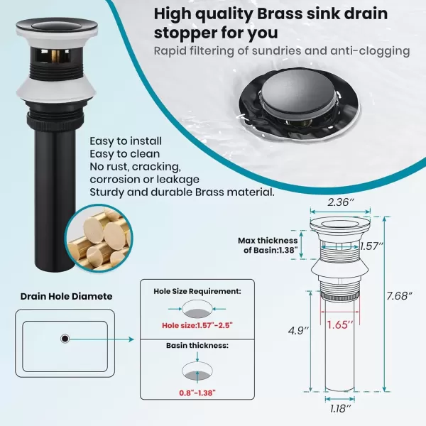 imagegotonovo 8 Inch Faucet Waterfall Widespread 3 Holes Bathroom Sink Faucet Polish Chrome Deck Mounted 816 Inch Double Handles Commercial with Pop Up DrainMatte Black